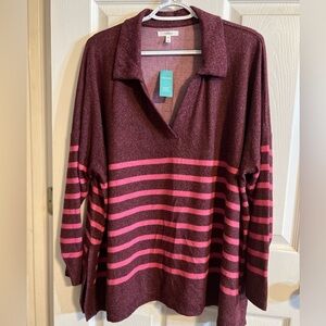 Maurices Burgundy and Pink Knit Sweater Sz xl